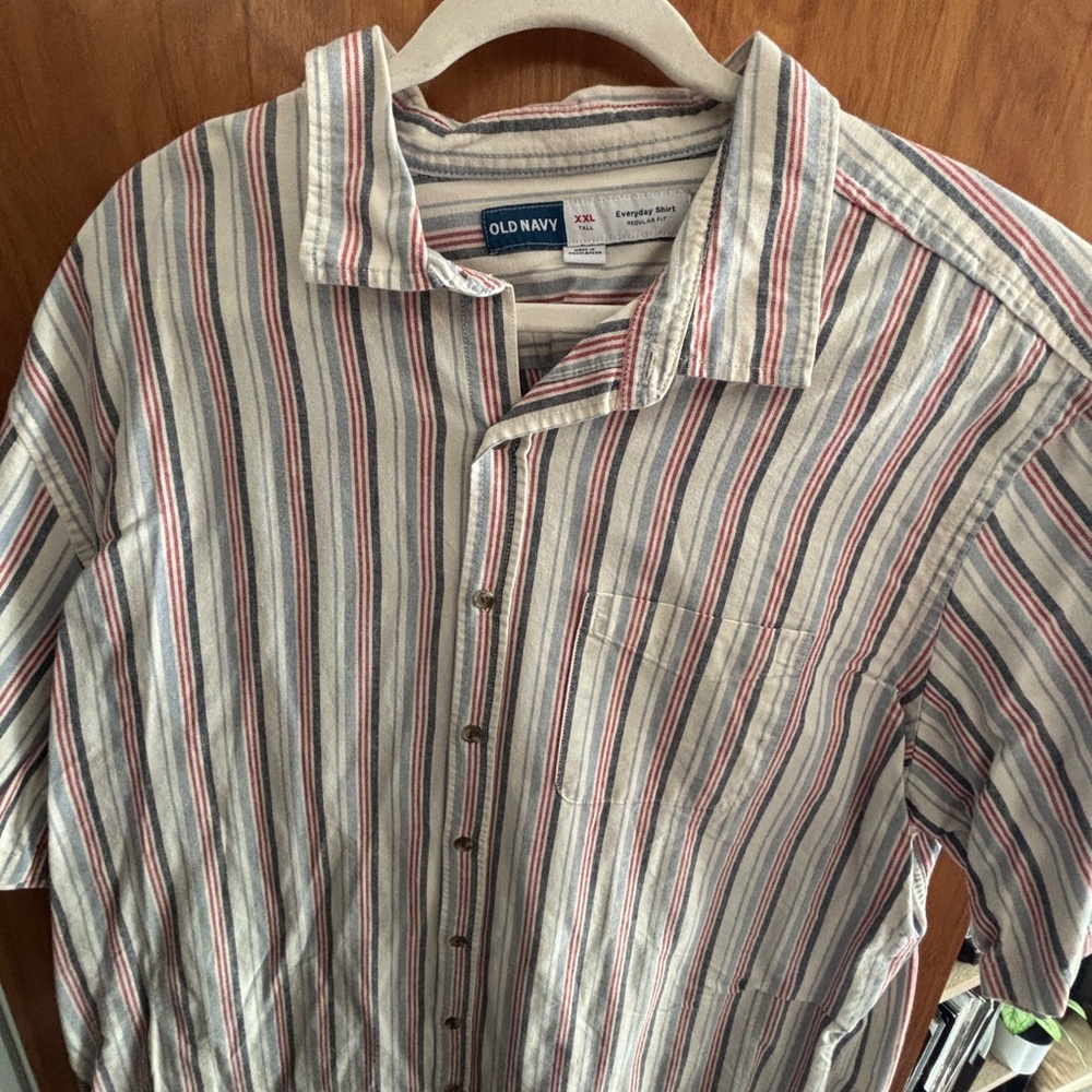 Old Navy Men's Casual Striped Shirt - Red, Blue, White